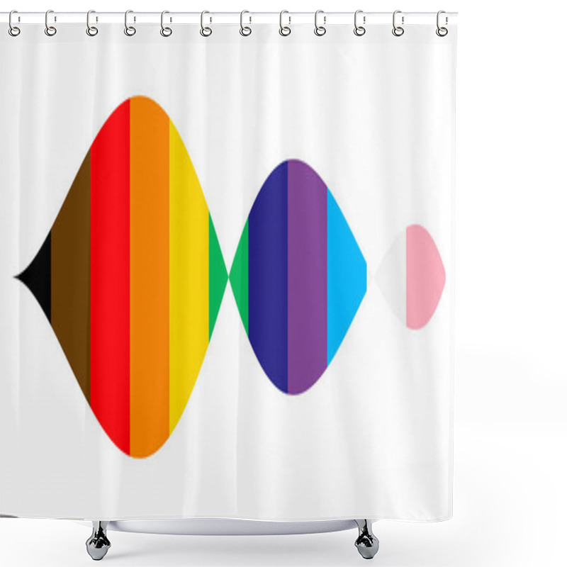 Personality  Pride Wavy Lines Shape. Modern Wave Icon With LGBTQ Pride Flag Colours. Colored Striped Shape For Design. Vector Illustration Isolated On White Background. Shower Curtains