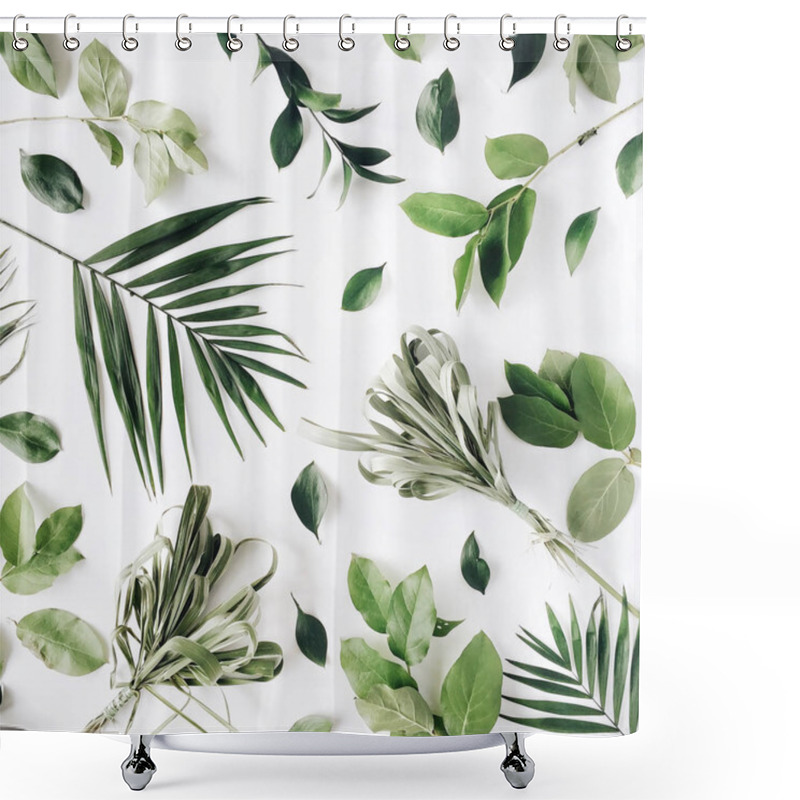 Personality  Pattern With Flowers, Branches, Leaves And Petals Shower Curtains