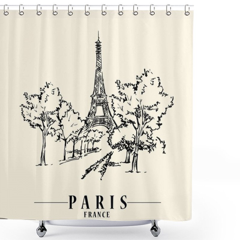 Personality  Paris Vector Illustration. Shower Curtains