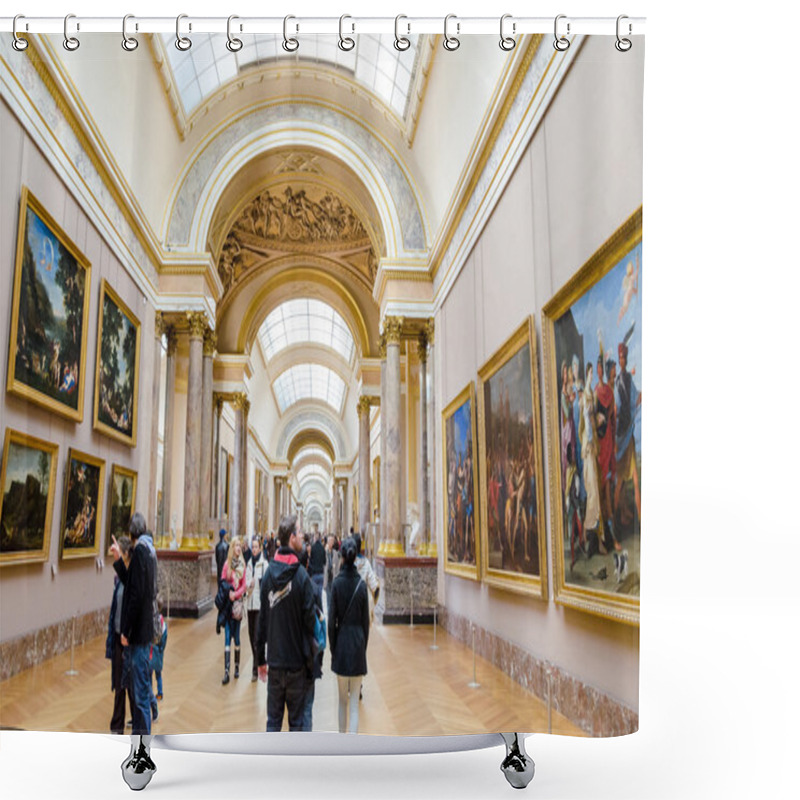 Personality  Trippers In The Visit Of Louvre Museum Shower Curtains