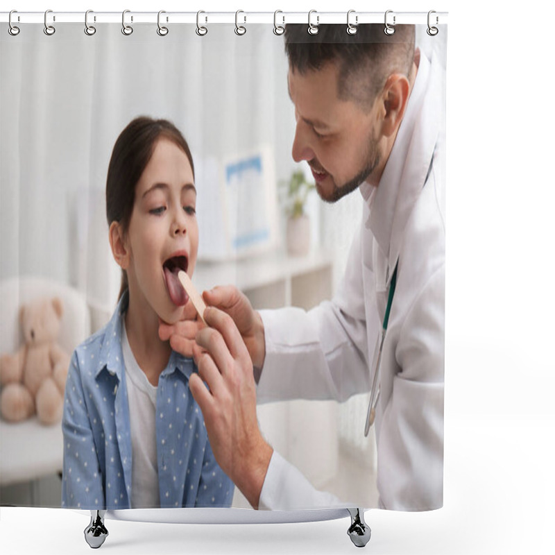 Personality  Pediatrician Examining Little Girl In Office At Hospital Shower Curtains