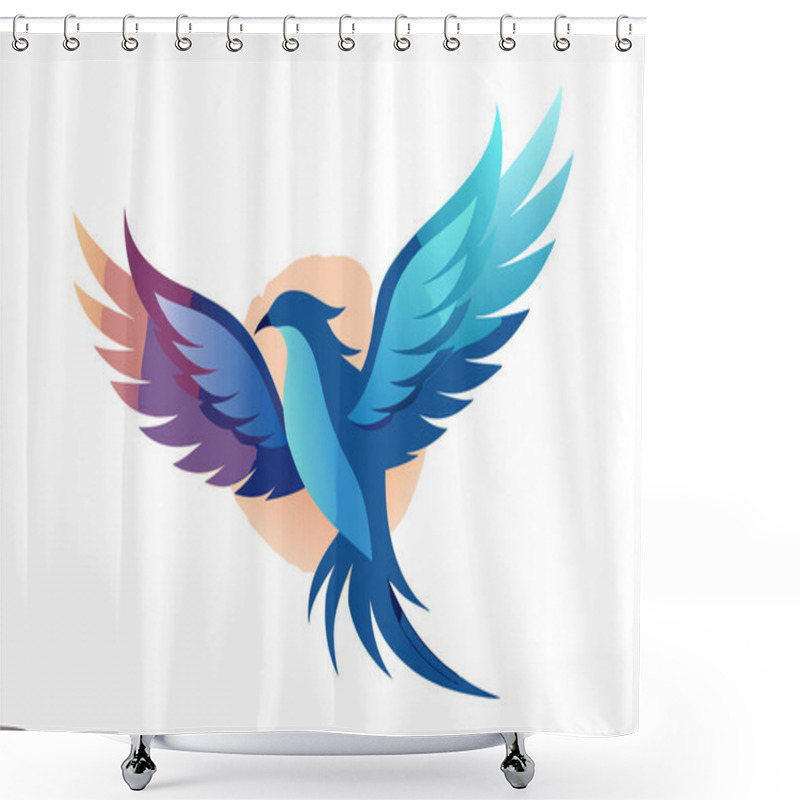 Personality  Stylized Flying Bird Illustration Highlighting Freedom And Grace Shower Curtains