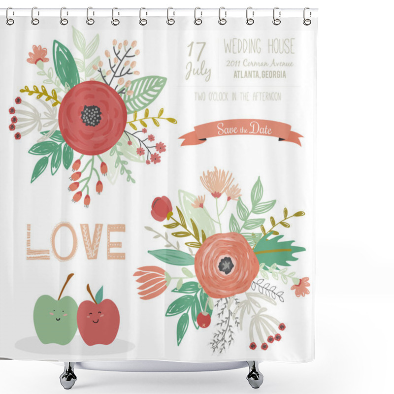 Personality  Floral Save The Date Invitation Shower Curtains