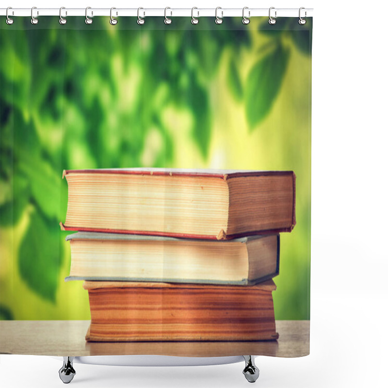 Personality  Books In The Summer Garden Shower Curtains