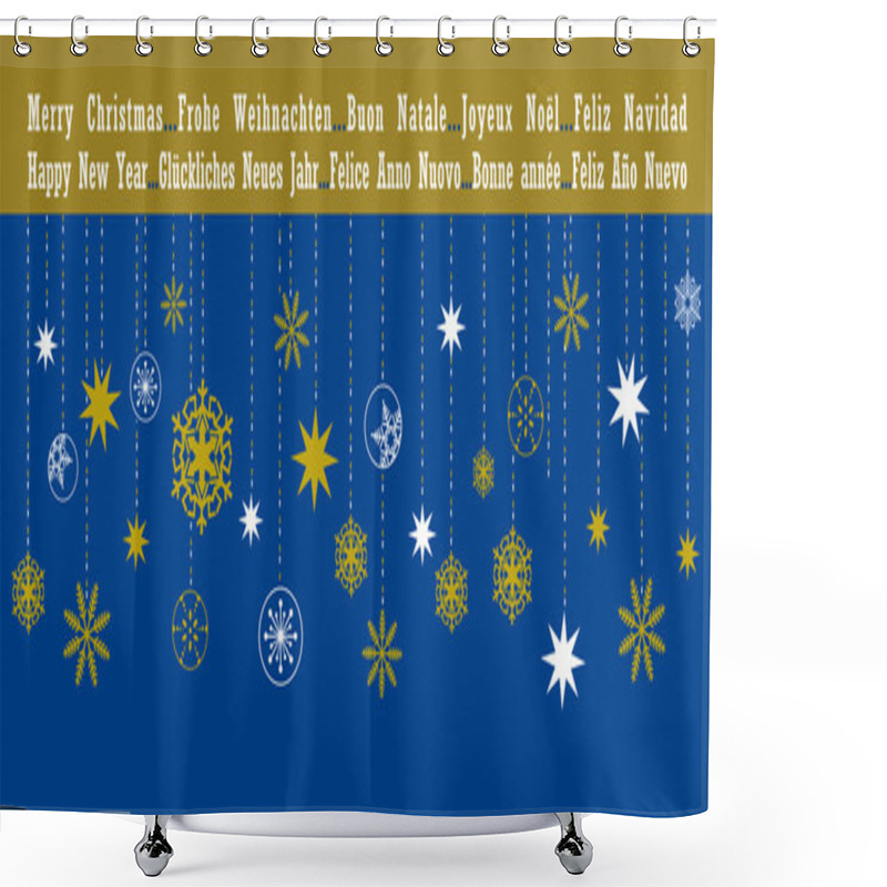 Personality  Christmas Greetings Card In Different Languages Shower Curtains