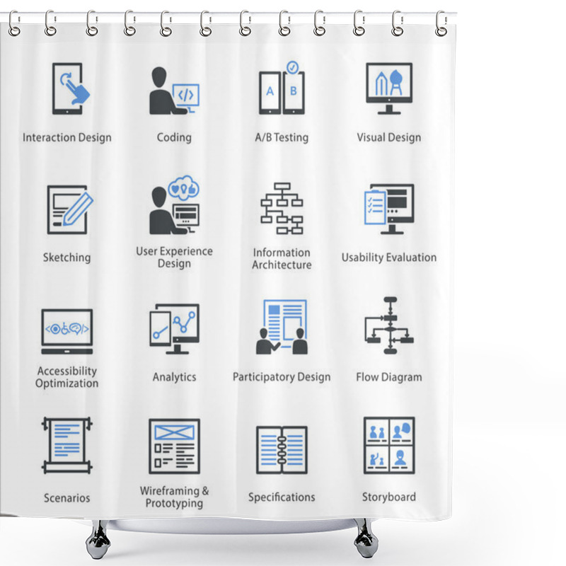 Personality  Web Usability & Accessibility Icons Set 2 - Bleu Series Shower Curtains