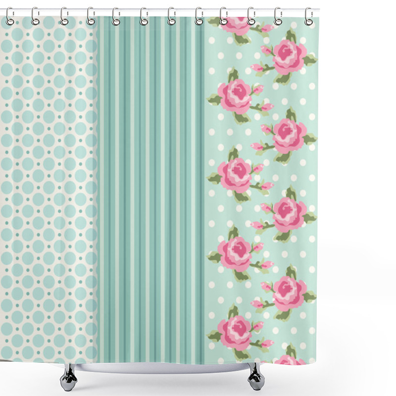 Personality  Set Of Three Retro Patterns In Shabby Chic Style Shower Curtains