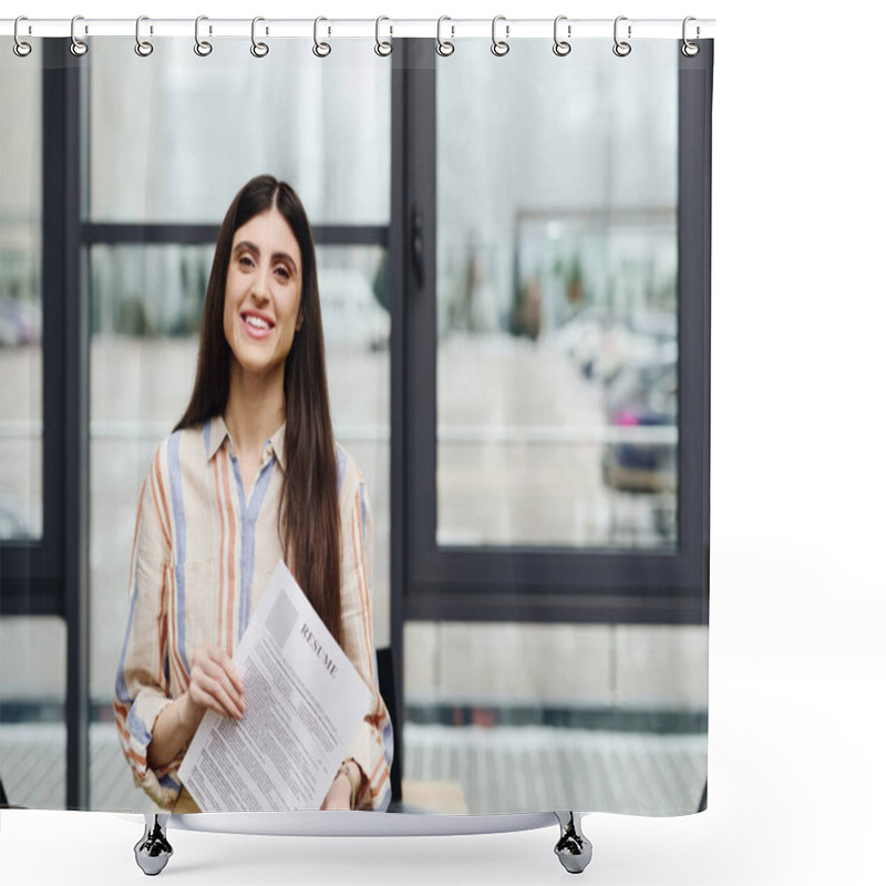 Personality  Woman With Paper By The Window. Shower Curtains