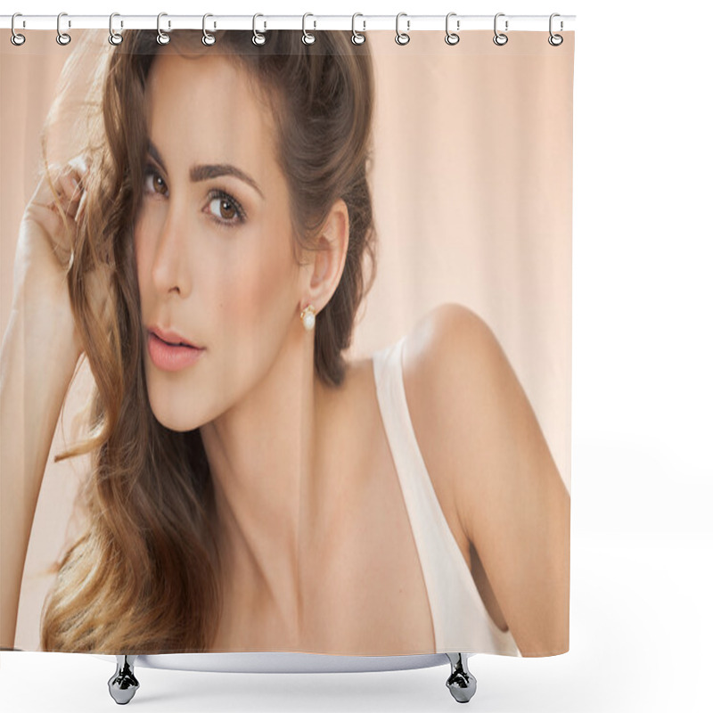 Personality  Woman With Beautiful Hair Shower Curtains