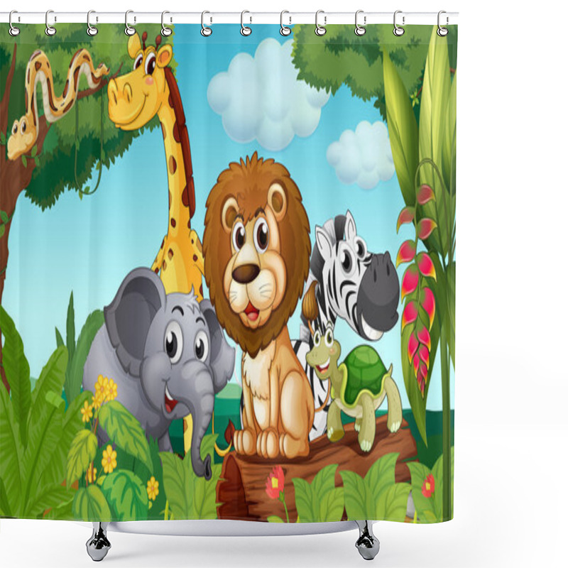 Personality  A Forest With A Group Of Animals Shower Curtains