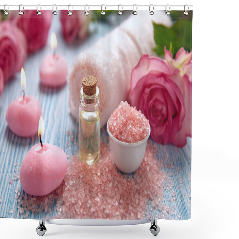 Personality  Close-up Of Candles And Flowers Shower Curtains