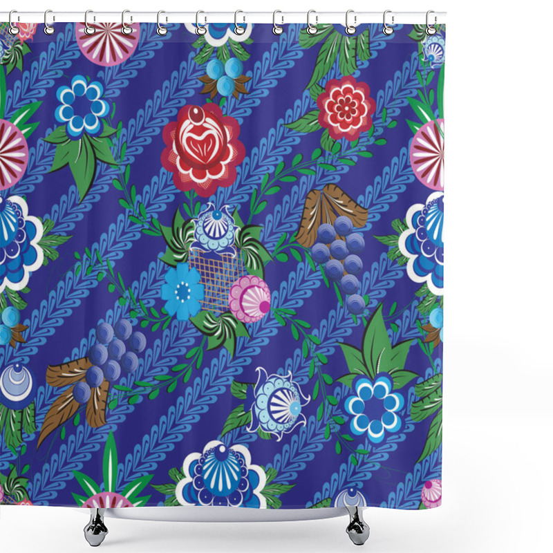 Personality  Seamless Background With Folk Russian Patterns Is Computer Graphics And Can Be Used In The Design Of Textiles, In The Printing Industry, In A Variety Of Design Projects Shower Curtains