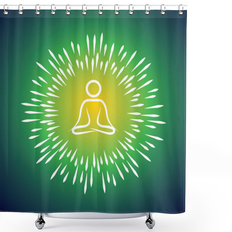 Personality  Meditation Symbol Vector Icon & Sunburst Like Rays Emerging From Shower Curtains