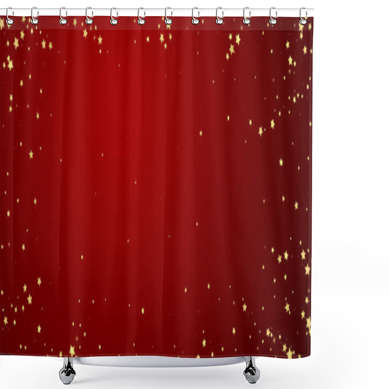 Personality  Magic Stars Vector Overlay.  Gold Stars Scattered Around Randomly, Falling Down, Floating.  Chaotic Dreamy Childish Overlay Template. Magical Cartoon Night Sky On Red Background. Shower Curtains