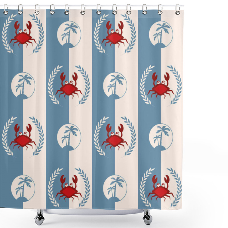 Personality  Nautical Pattern, Seamless Vector Illustration With Abstract Crabs And Palm Trees Shower Curtains