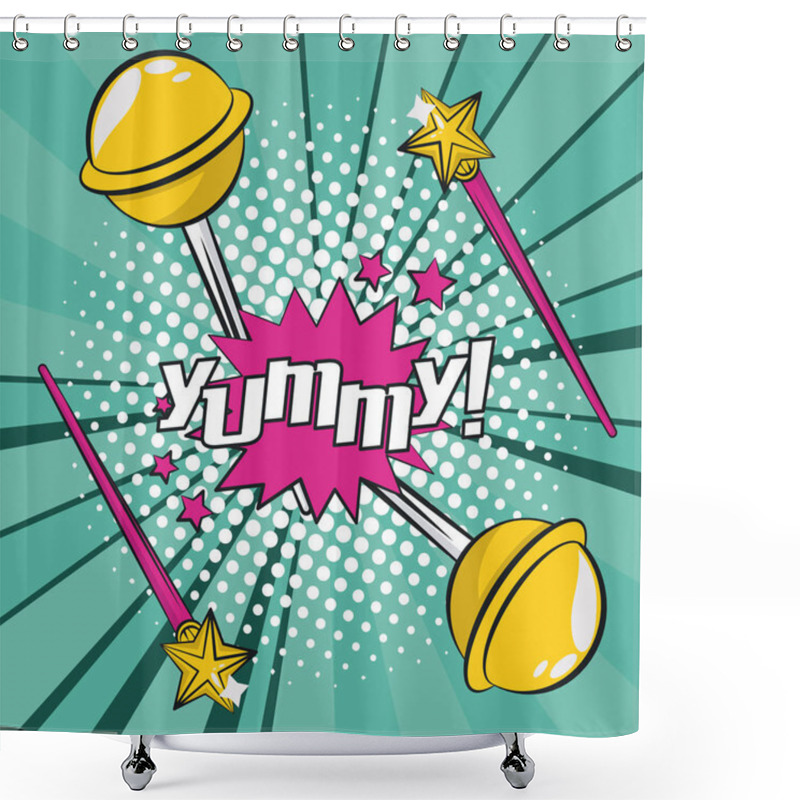 Personality  Pop Art Vibrant Retro Card Background Shower Curtains