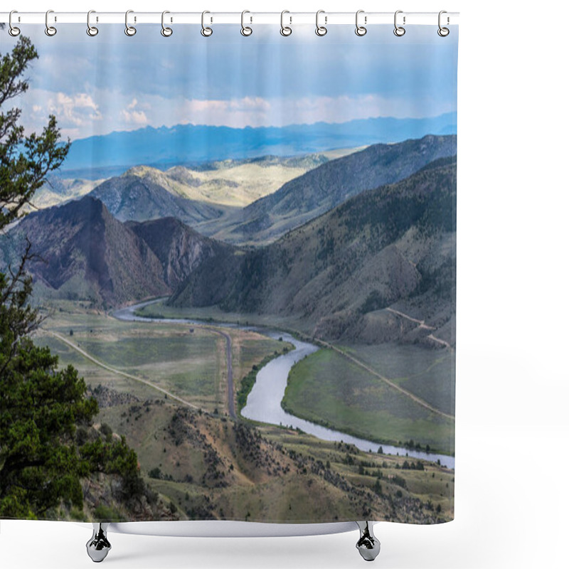 Personality  An Overlooking Landscape View Of Lewis And Clark Cavern SP, Montana Shower Curtains