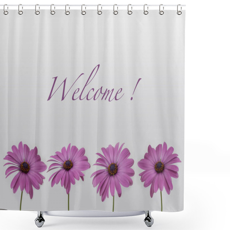 Personality  Welcome !  - Text With Flower Decoration , Isolated Flowers On White Background Shower Curtains