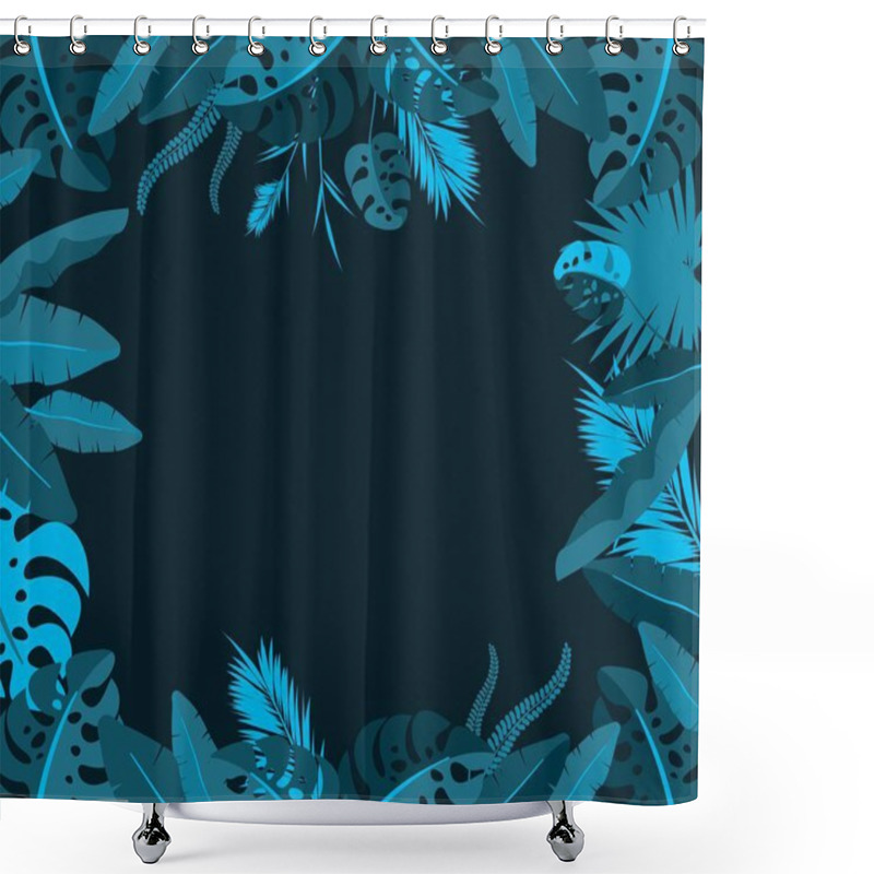 Personality  Frame With Tropical Jungle Leaves Shower Curtains