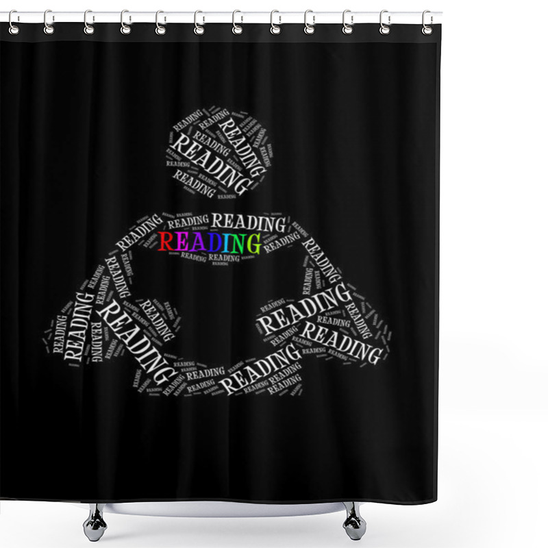 Personality  Reading Text Collage Composed In The Shape Of Reading Zone Sign Shower Curtains