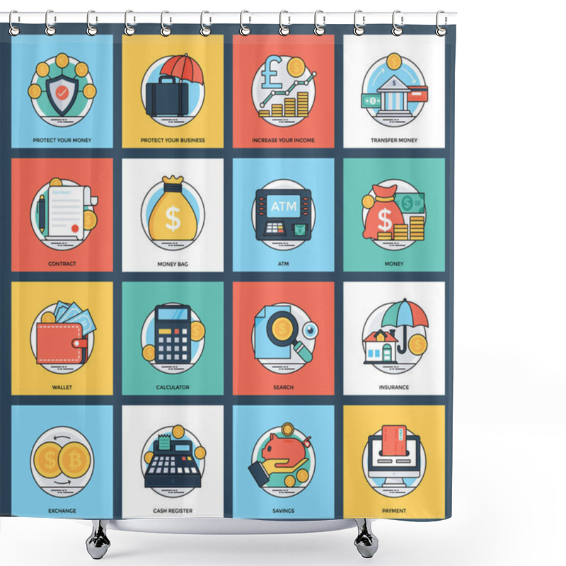 Personality  Business And Data Management Vector Icons  Shower Curtains