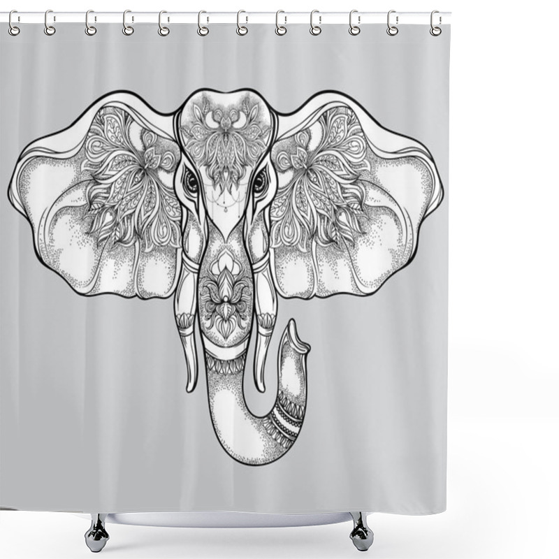 Personality  Hand Drawn Elephant Head With Mandala Pattern. Vector Illustration Shower Curtains