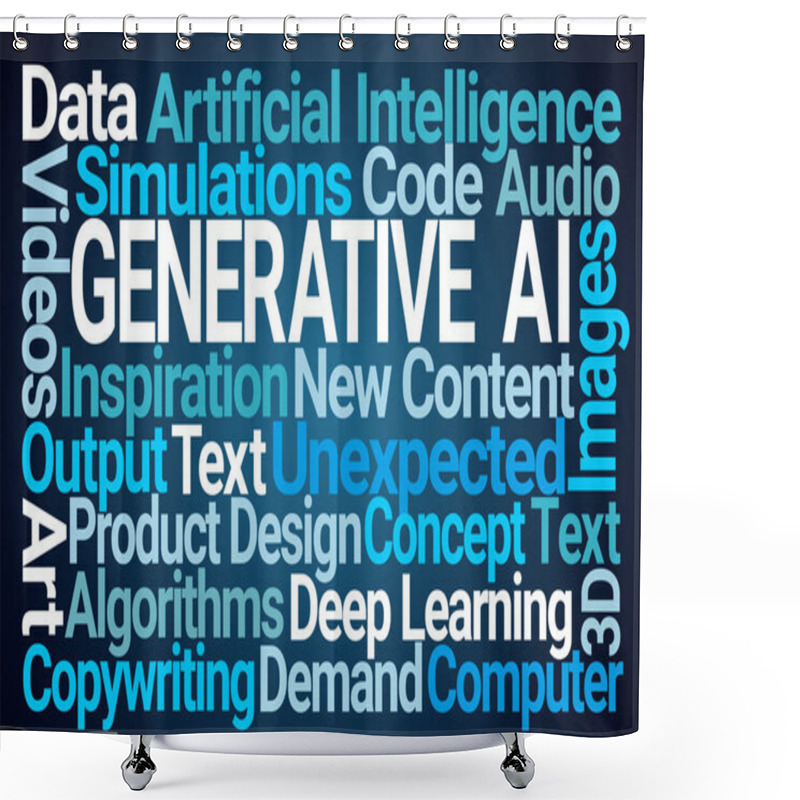 Personality  Generative AI Word Cloud On Blue Background Shower Curtains