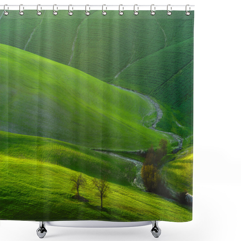 Personality  Tuscan Green Spring At Sunset, Italy Shower Curtains