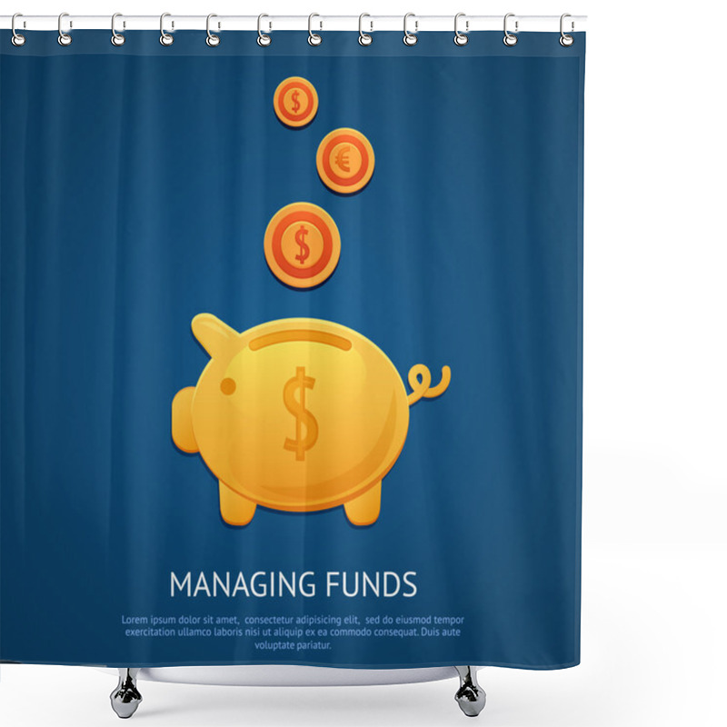 Personality  Piggy Bank Poster Shower Curtains