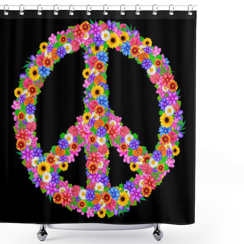 Personality  Sign Peace From Flowers  Shower Curtains