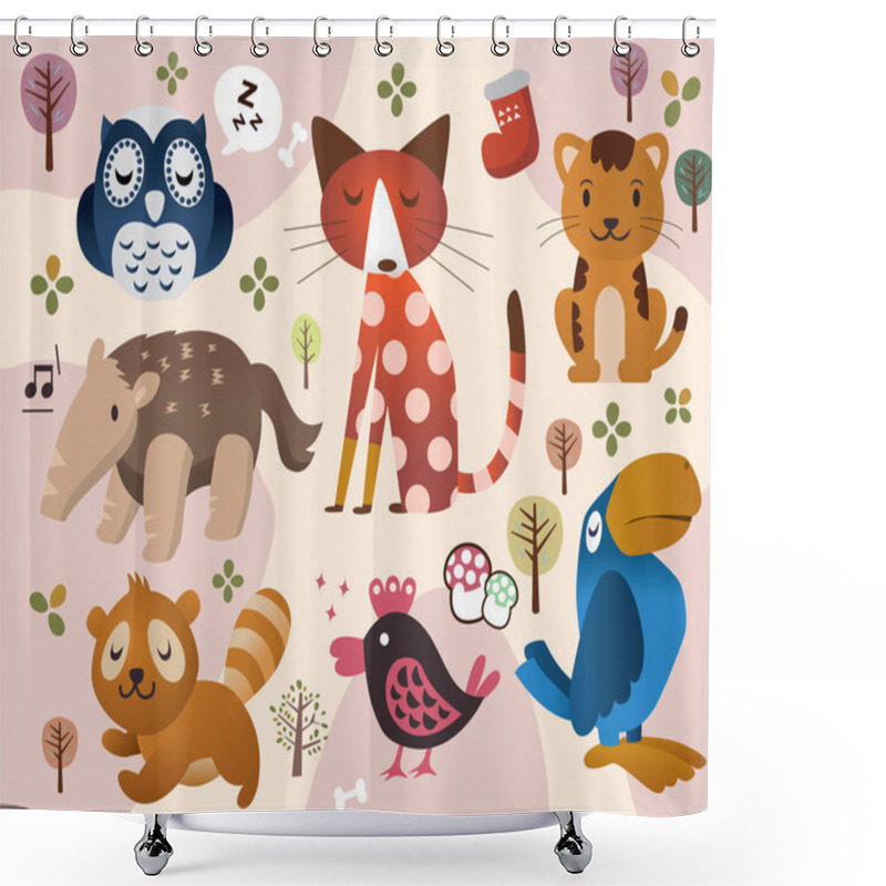 Personality  Cute Animal Zoo Shower Curtains