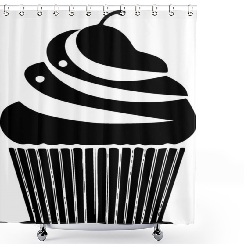 Personality  Cupcake - Minimalist And Simple Silhouette - Vector Illustration Shower Curtains