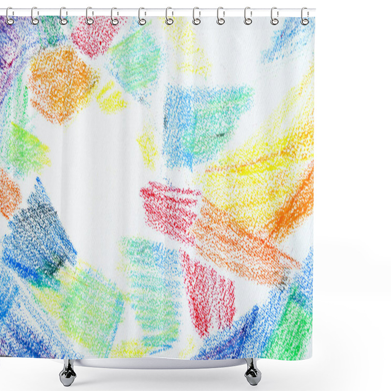 Personality  Grunge Texture Of Pastel Strokes. Crayons Abstract Grunge Background. Frame Design Element. Pencil Design Elements. Shower Curtains