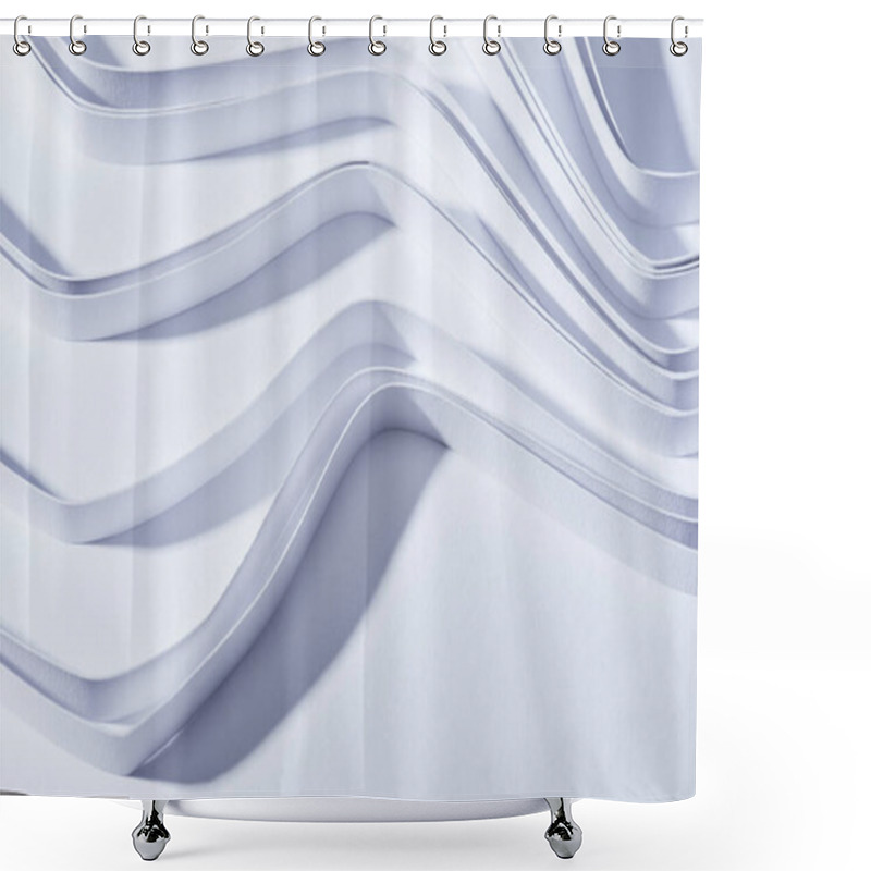 Personality  Close Up View Of Wavy Paper Stripes On White Background Shower Curtains