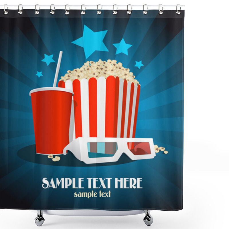 Personality  Cinema Poster With Snack And 3D Glasses. Shower Curtains