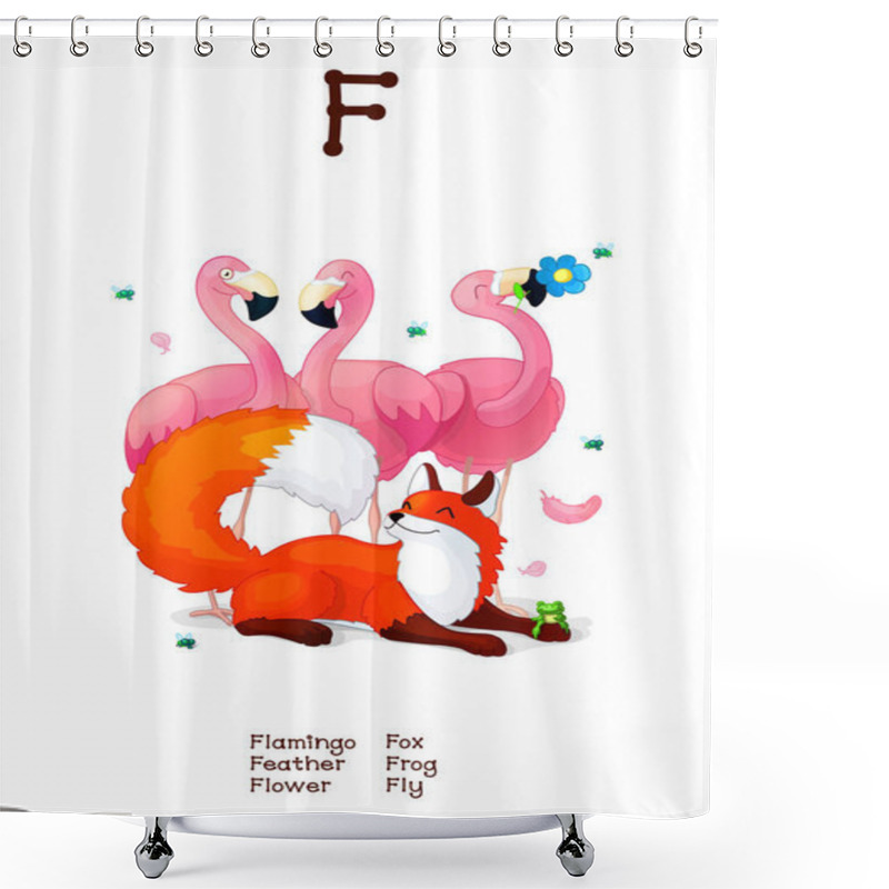 Personality  English Alphabet Series Of Amusing Animals Letter F Shower Curtains