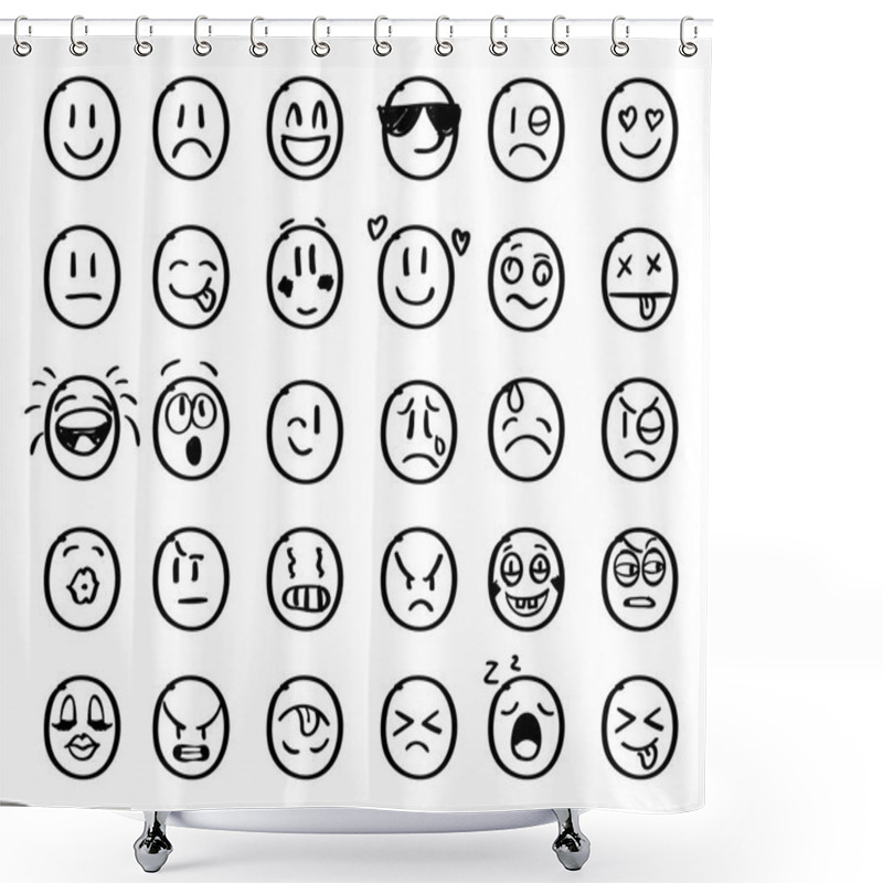 Personality  Modern Outline Style Emoji Icons Collection. Premium Quality Symbols And Sign Web Logo Collection. Pack Modern Infographic Logo And Pictogram. Simple Emoticons Pictograms. Shower Curtains