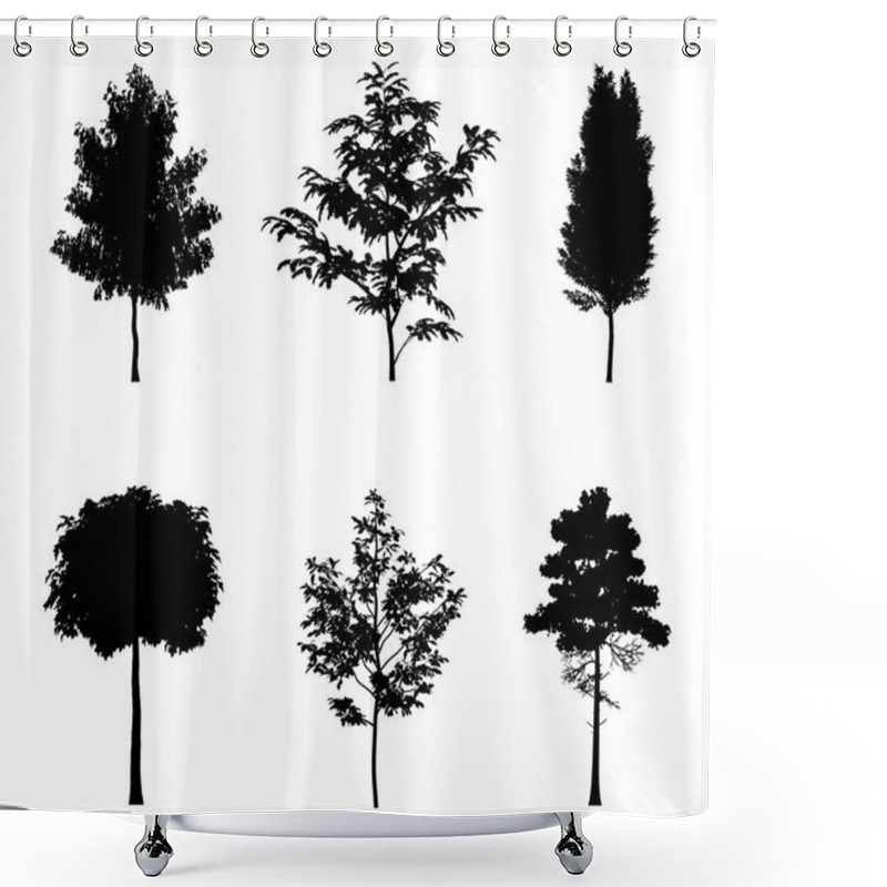 Personality  Vector Illustration Of Tree Silhouettes Shower Curtains