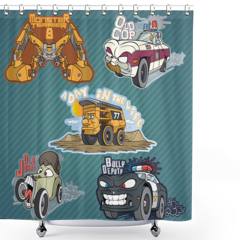 Personality  Funny Vehicle Caricatures  Shower Curtains