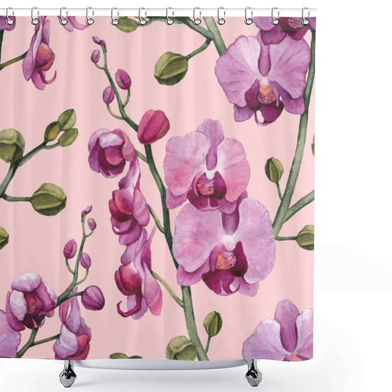 Personality  Seamless Pattern With Orchid Flowers Shower Curtains