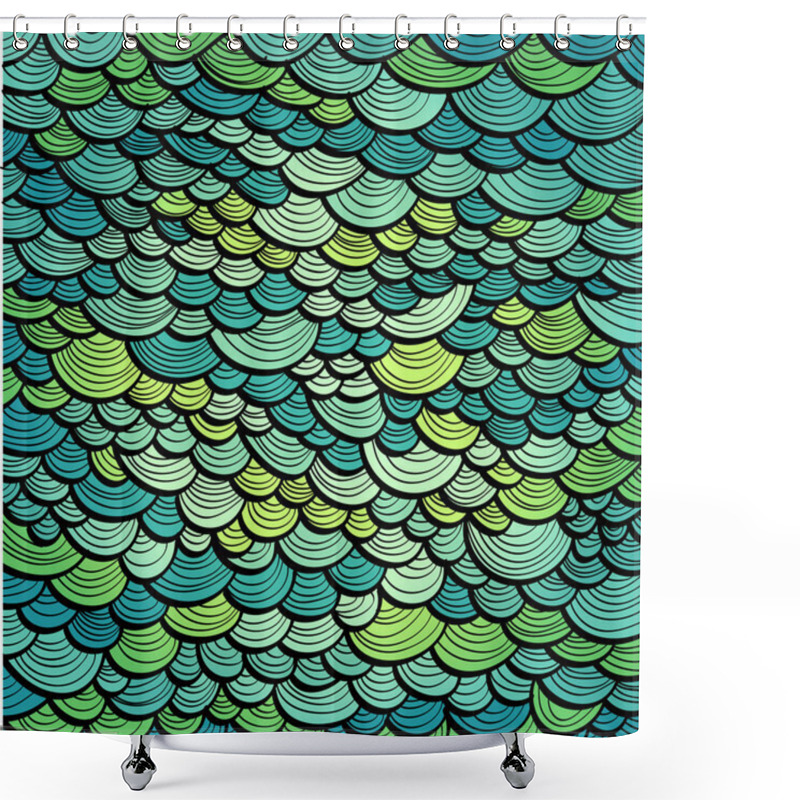 Personality  Abstract Green Marine Background Imitating Fish Scales Shower Curtains