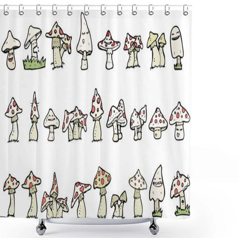 Personality  Mushrooms Cartoon Collection (raster Version) Shower Curtains