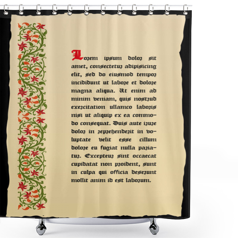 Personality  Template Book Page In A Medieval Style. Shower Curtains