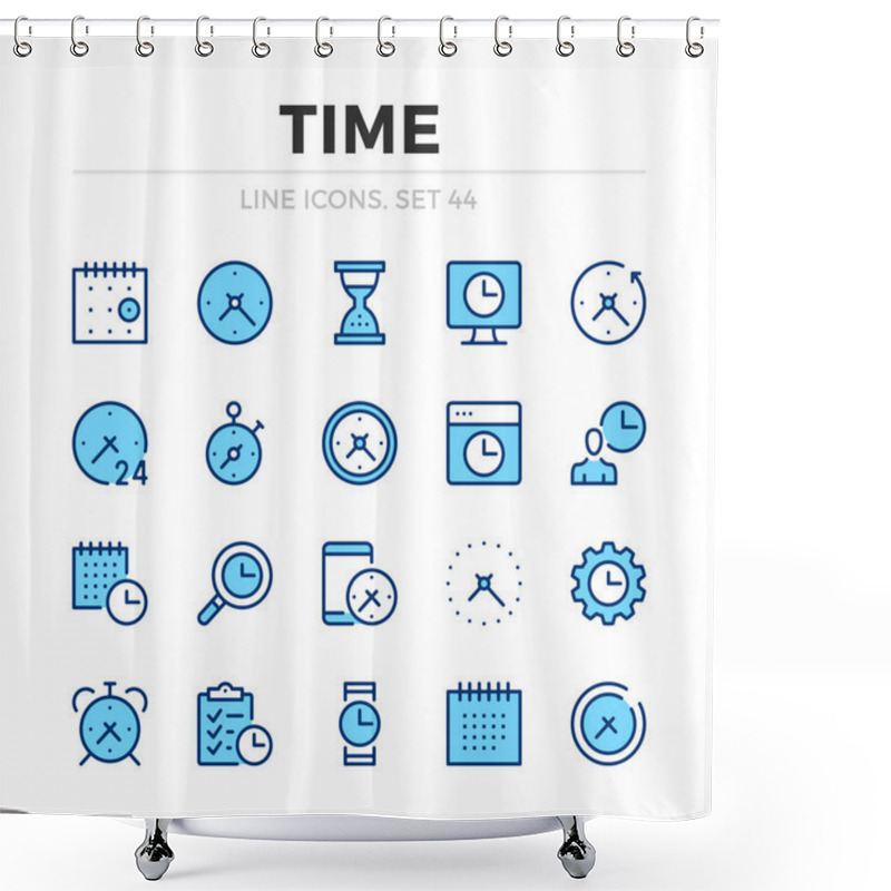 Personality  Time Vector Line Icons Set. Thin Line Design. Outline Graphic Elements, Simple Stroke Symbols. Time Icons Shower Curtains