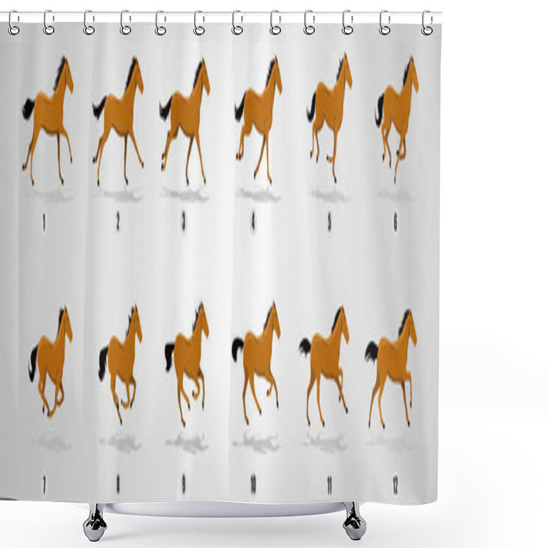 Personality  Horse Run Cycle, Animation Sprite Sheets, Jokey, Run Cycle, Loop Animation Shower Curtains