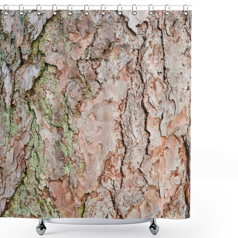 Personality  Embossed Texture Of The Bark Of Red Pine. Nature Wood Background Shower Curtains