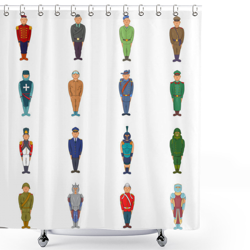 Personality  Military Man Set, Cartoon Style Shower Curtains