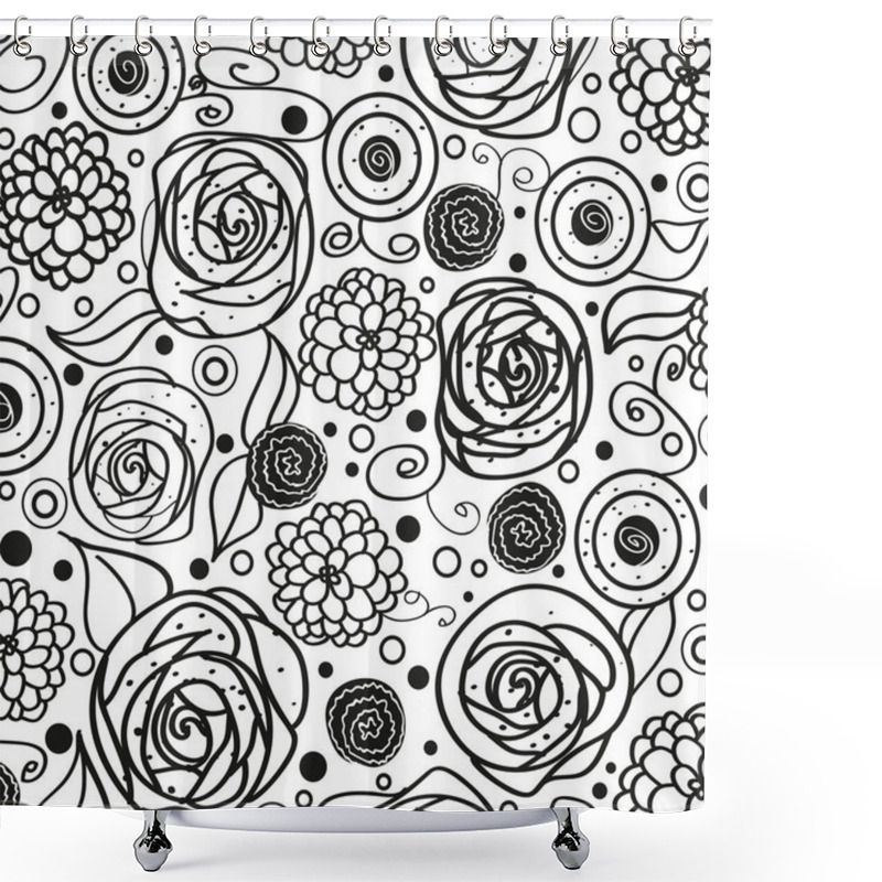 Personality  Square Pattern. Hand Drawn Abstract Background. Design For Spiritual Relaxation For Adults. Black And White Illustration Shower Curtains