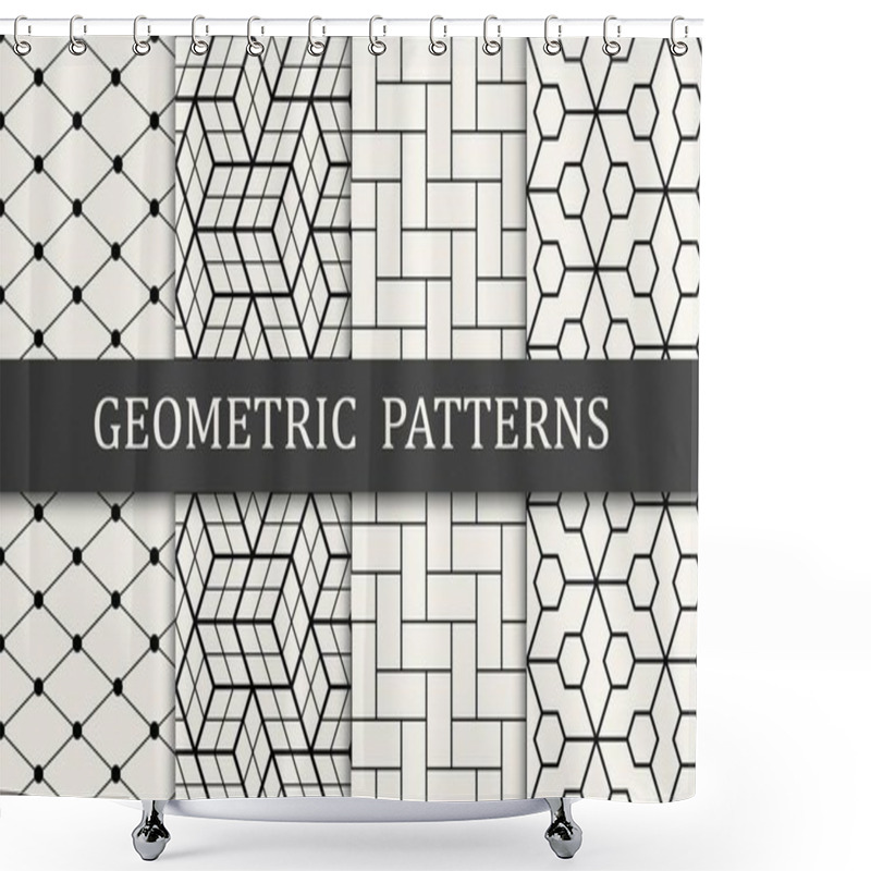 Personality  Seamless Geometric Grid Pattern Print Set. Fashion Background Pattern Design. Vector Illustration. Shower Curtains