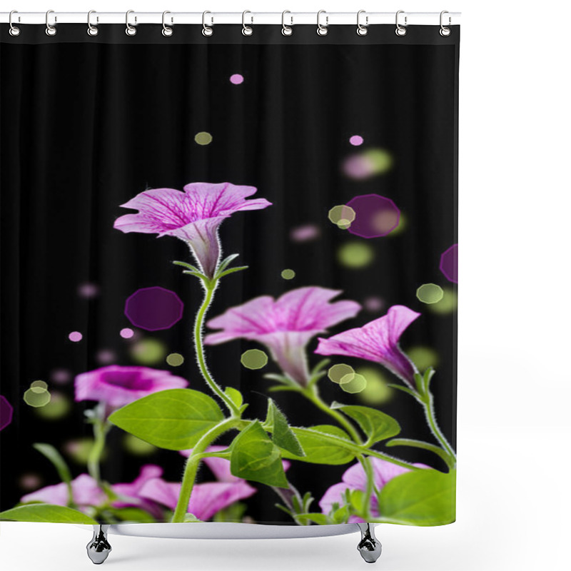 Personality  Abstract Bell Flowers Design Over Black Shower Curtains